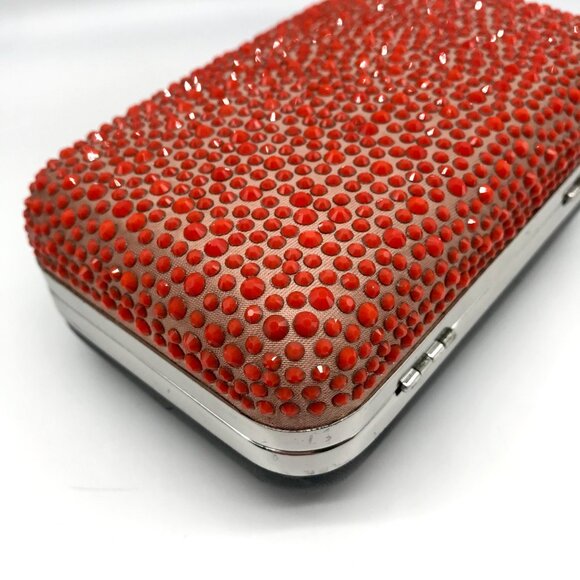 Diane von Furstenberg Bright Coral Small Crystal Embellished Convertible Clutch - Picture 9 of 10